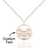 Custom Engraved Circle Hearts Necklace Charm - Personalized Necklace