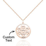 Custom Engraved Circle Hearts Necklace Charm - Personalized Necklace