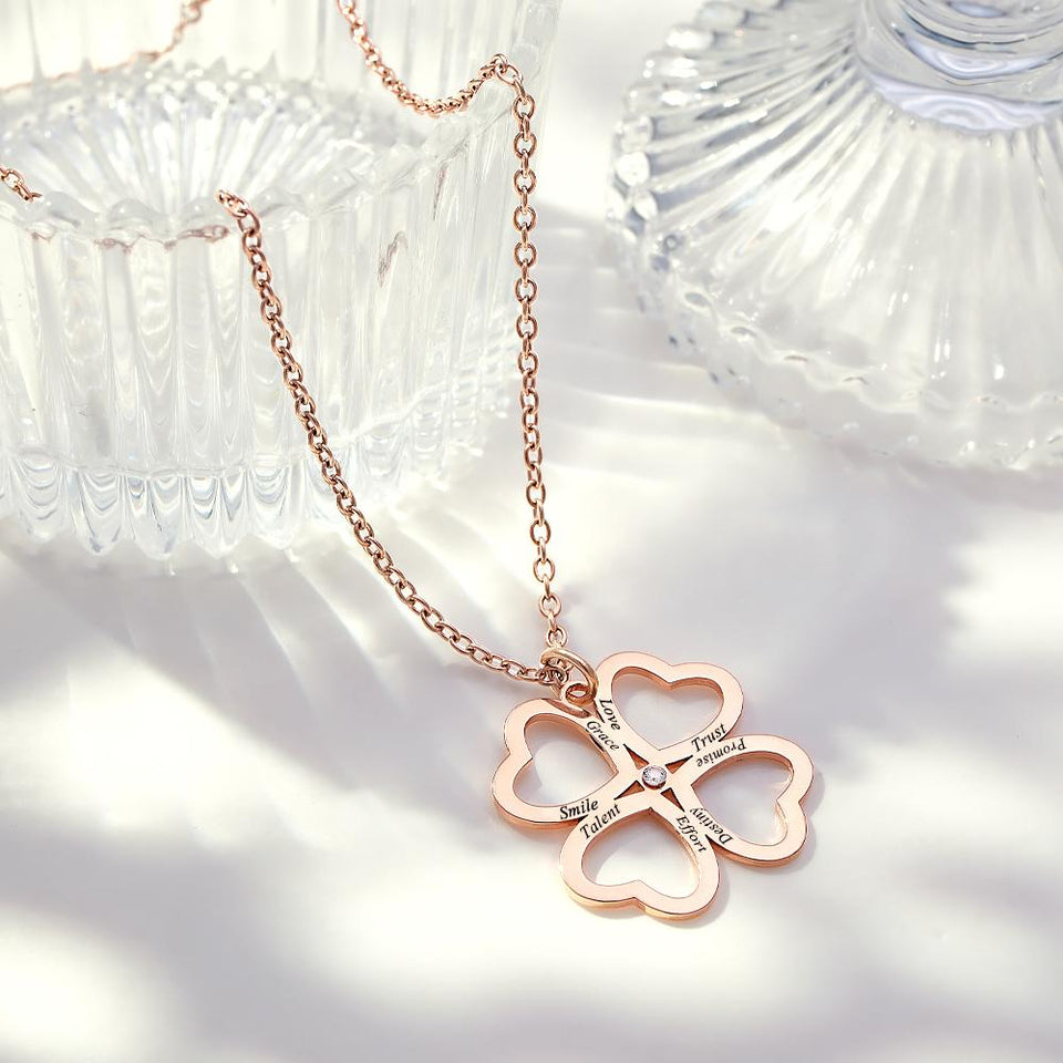 Personalized Four Leaves Clover Charm