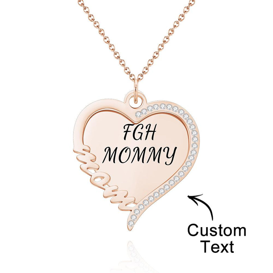 Heart Rhinestones Name - Personalized Mother Heart Rhinestones Name Necklace
