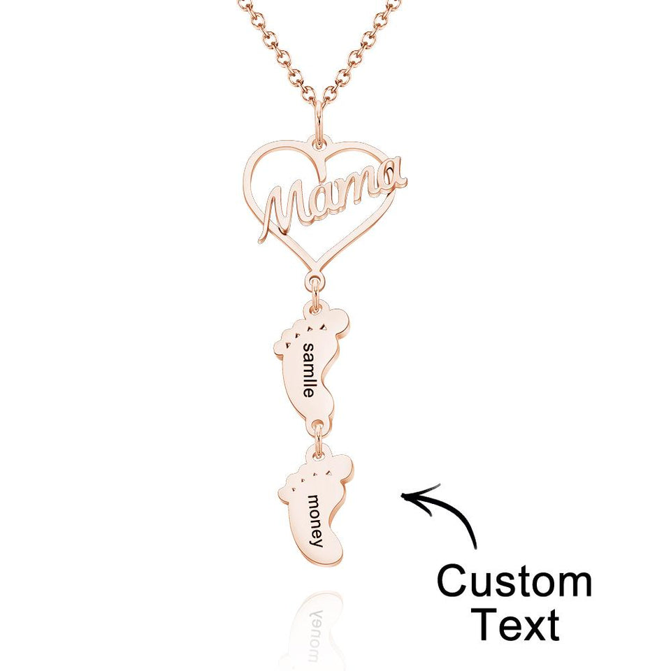 Heart Baby Feet Charm - Personalized Newborn Necklace