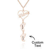 Heart Baby Feet Charm - Personalized Newborn Necklace