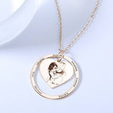 Engraved Love Pendant - Personalized Engraved Necklace Heart In Round Pendant