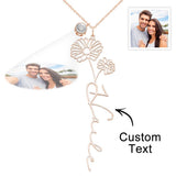 Birth Flower Photo Projection Charm - gift for anyone, who lost a loved one - Personalized Birth Flower Photo Projection Charm