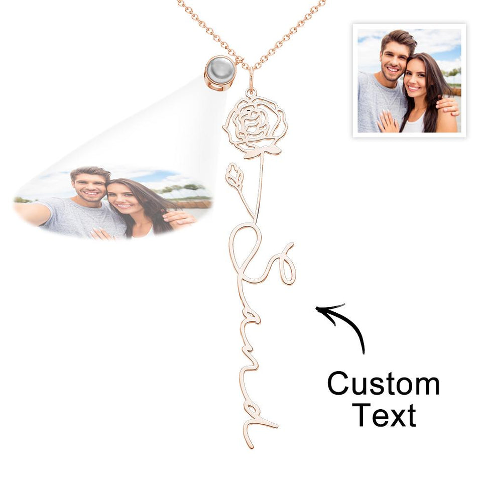 Birth Flower Photo Projection Charm - gift for anyone, who lost a loved one - Personalized Birth Flower Photo Projection Charm