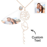 Birth Flower Photo Projection Charm - gift for anyone, who lost a loved one - Personalized Birth Flower Photo Projection Charm