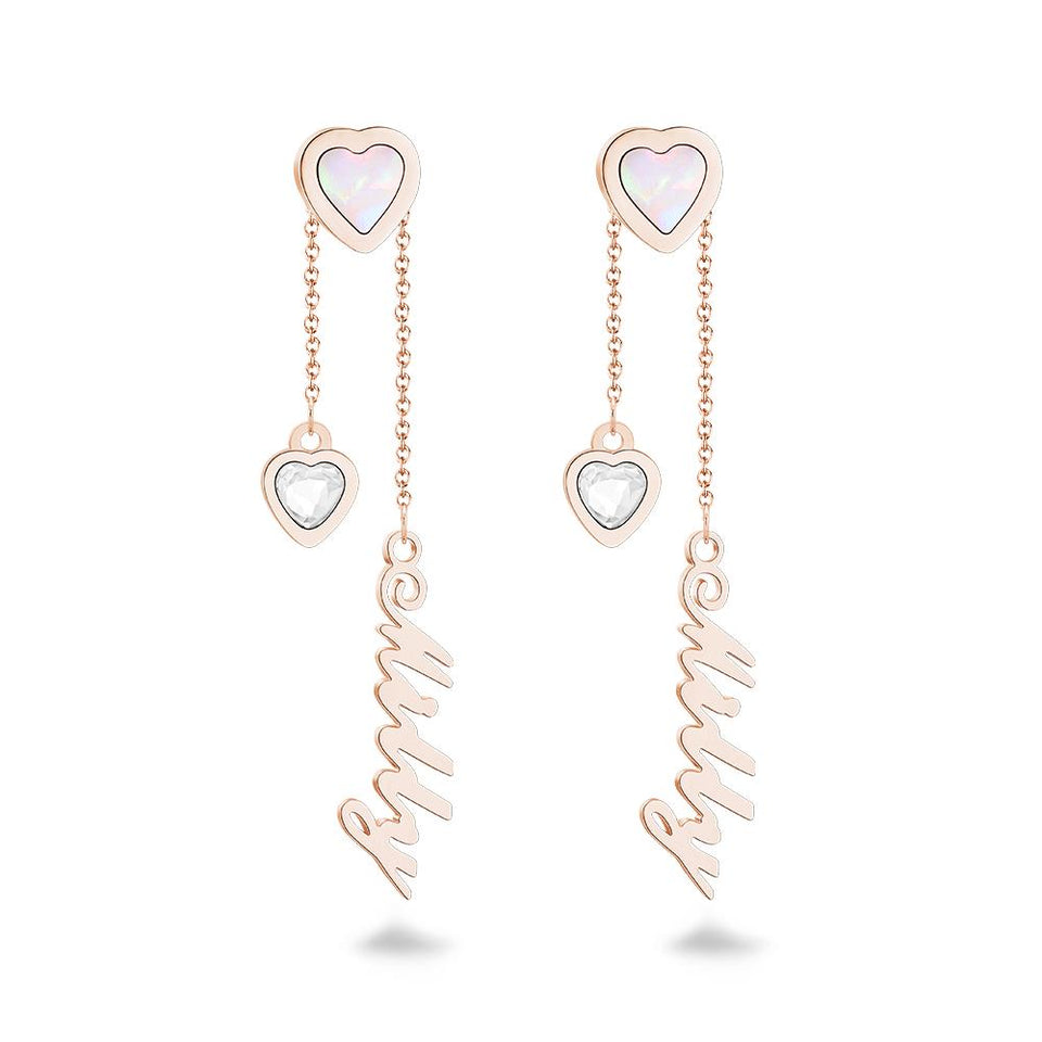 Heart Crystal - Personalized Heart-shaped Name Earrings