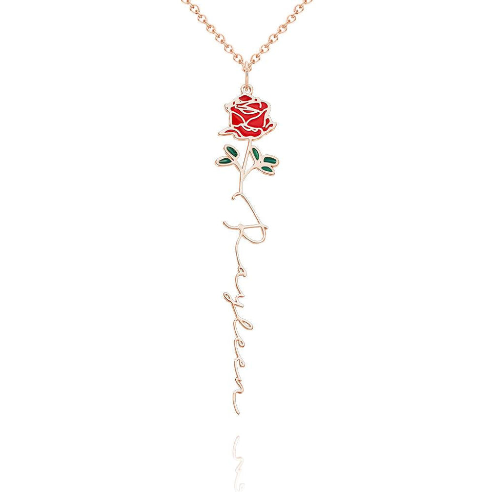 Personalized Name Birth Month Colorful Flower Necklace