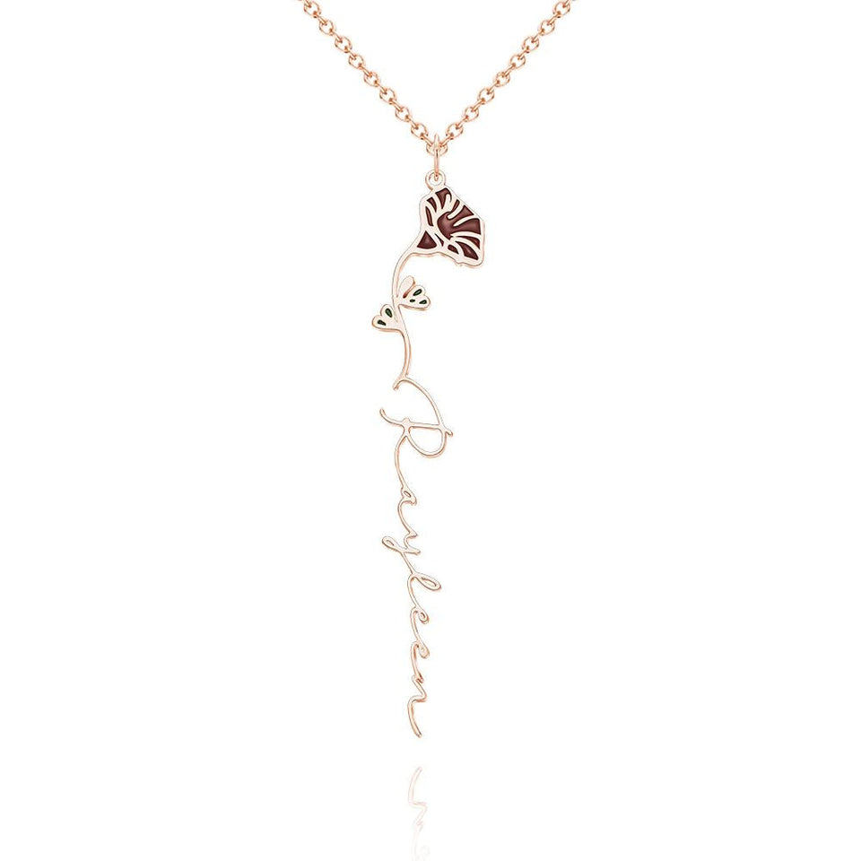 Personalized Name Birth Month Colorful Flower Necklace