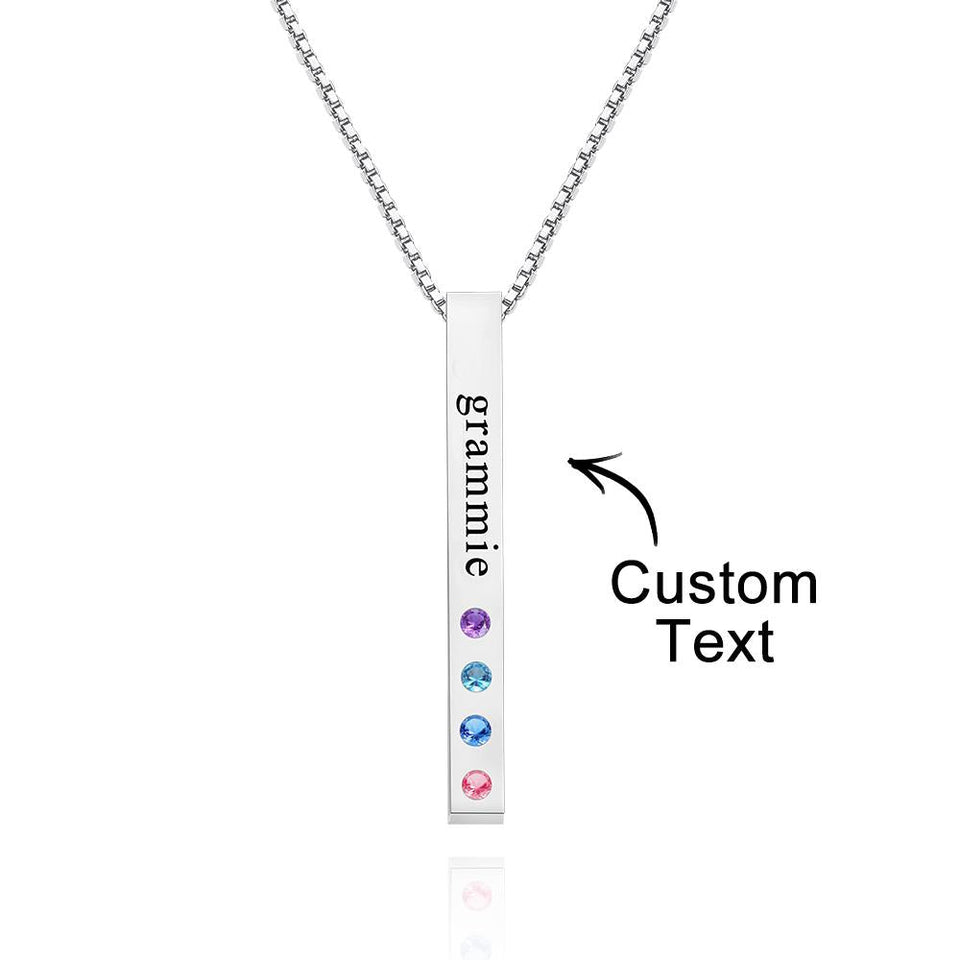 Custom Engraved Birthstone Charm - Personalized Engraved Birthstone Charm