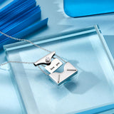 Any Text Letter - Personalized Couple Engraved Necklace Envelope Letter
