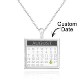 The Day You Were Born - Personalized Calendar Necklace with Birthstone