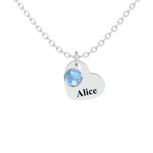 All Members - Personalized Family Heart Pendant Necklace with Birthstones