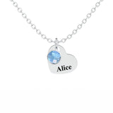 All Members - Personalized Family Heart Pendant Necklace with Birthstones