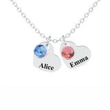 All Members - Personalized Family Heart Pendant Necklace with Birthstones