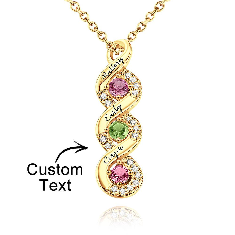 Personalized Engraved Birthstone Infinity Charm