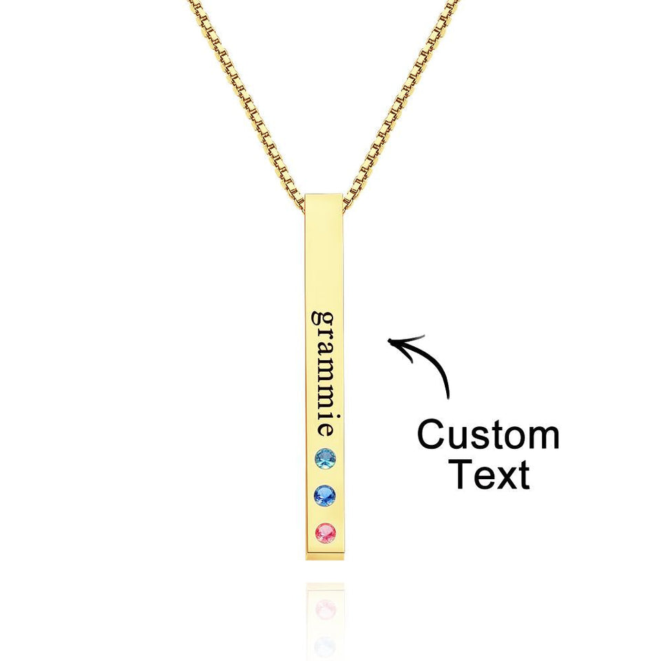 Custom Engraved Birthstone Charm - Personalized Engraved Birthstone Charm