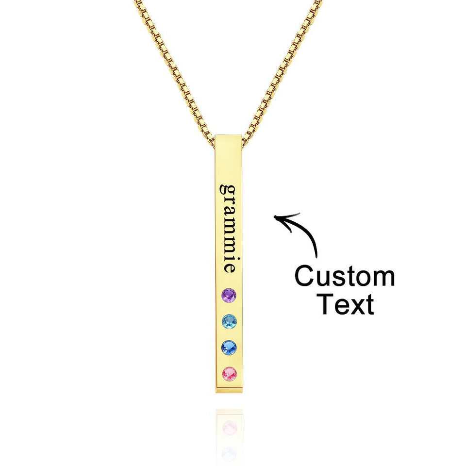 Custom Engraved Birthstone Charm - Personalized Engraved Birthstone Charm