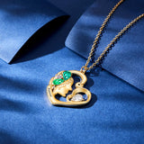 Birthstone Engraved Heart Charm - Personalized Mother Birthstone Women Necklace