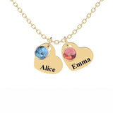 All Members - Personalized Family Heart Pendant Necklace with Birthstones