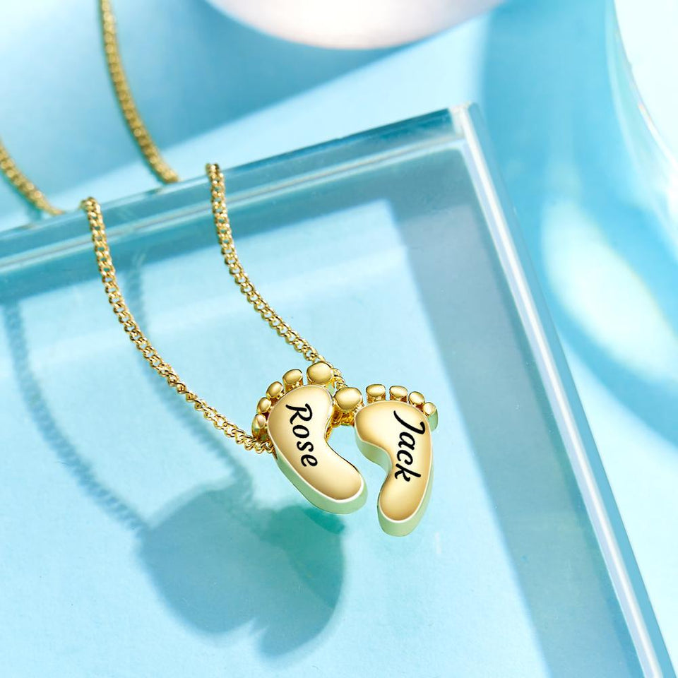 Personalized Engraved Footprint Charm