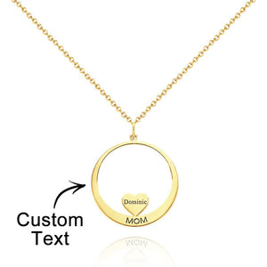 Custom Engraved Circle Hearts Necklace Charm - Personalized Necklace