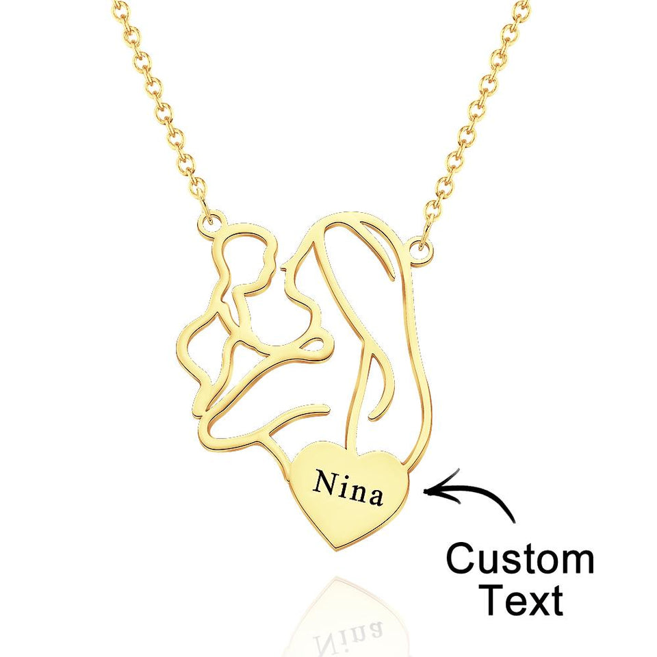 Mother's Love - Personalized Mother Engraved Mom Baby Necklace