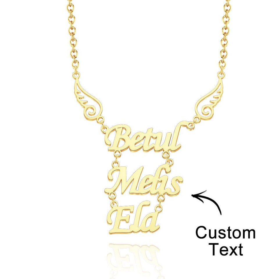Personalized Memorial Name Necklace Angel Wings