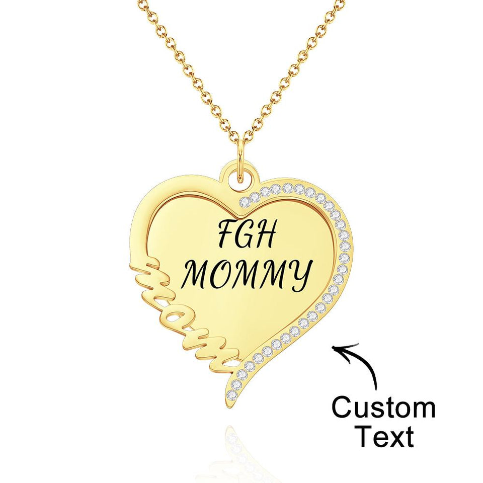 Heart Rhinestones Name - Personalized Mother Heart Rhinestones Name Necklace