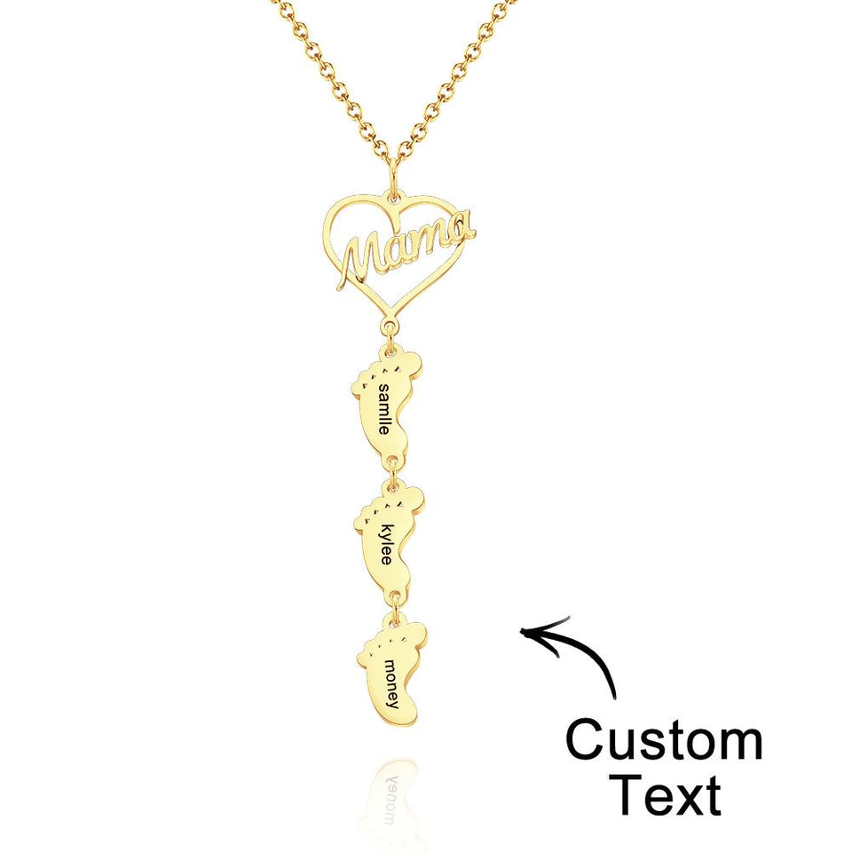 Heart Baby Feet Charm - Personalized Newborn Necklace
