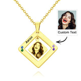 Any Phtos - Personalized Photo Engraved Necklace Square Multi-name