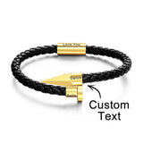 Any Name - Personalized Couple Engraved Leather Nail Bracelet