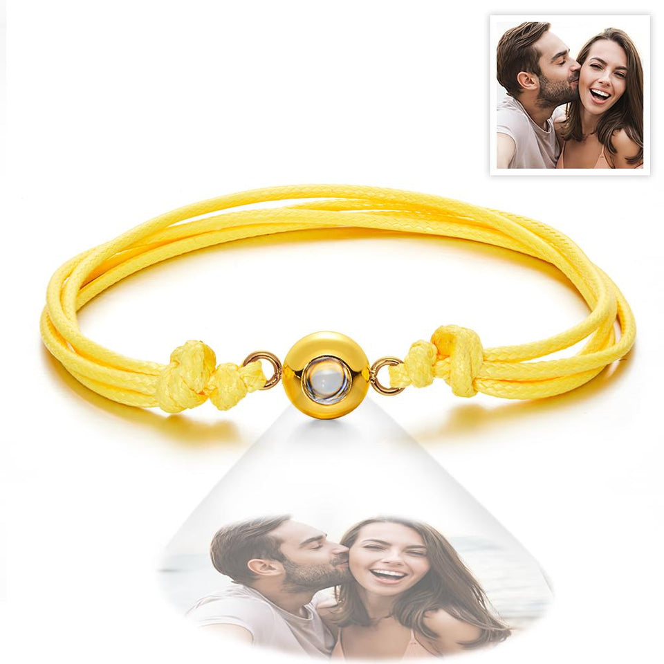 Weave Style Colorful Custom Projection Photo Charm - Personalized Projection Photo Bracelet