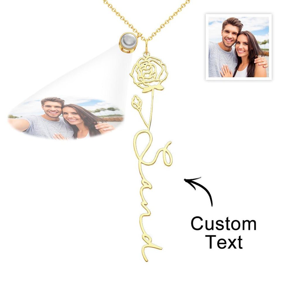 Birth Flower Photo Projection Charm - gift for anyone, who lost a loved one - Personalized Birth Flower Photo Projection Charm
