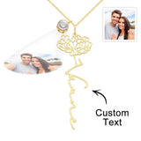 Birth Flower Photo Projection Charm - gift for anyone, who lost a loved one - Personalized Birth Flower Photo Projection Charm