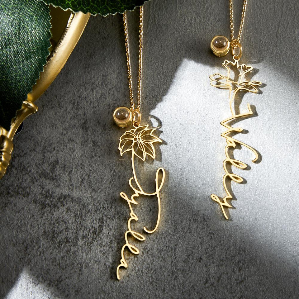Birth Flower Photo Projection Charm - gift for anyone, who lost a loved one - Personalized Birth Flower Photo Projection Charm