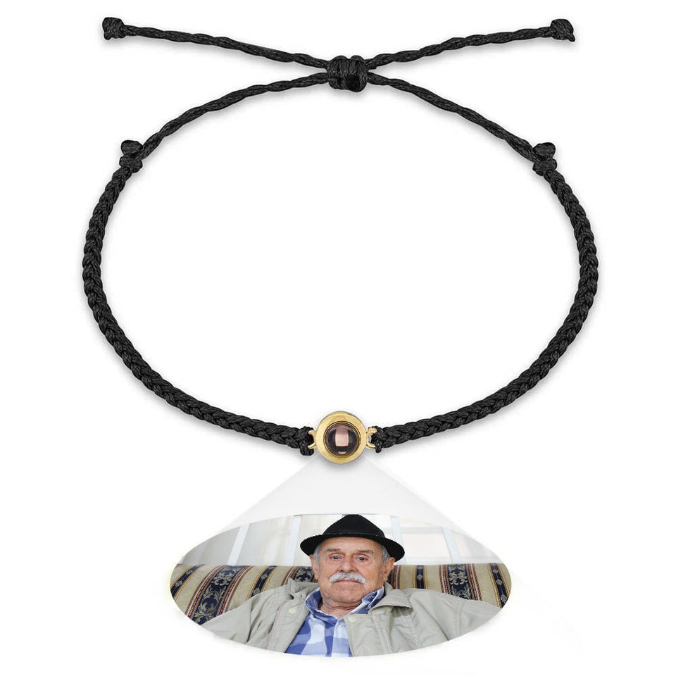 Personalized Braided Black Rope Photo Projection Charm