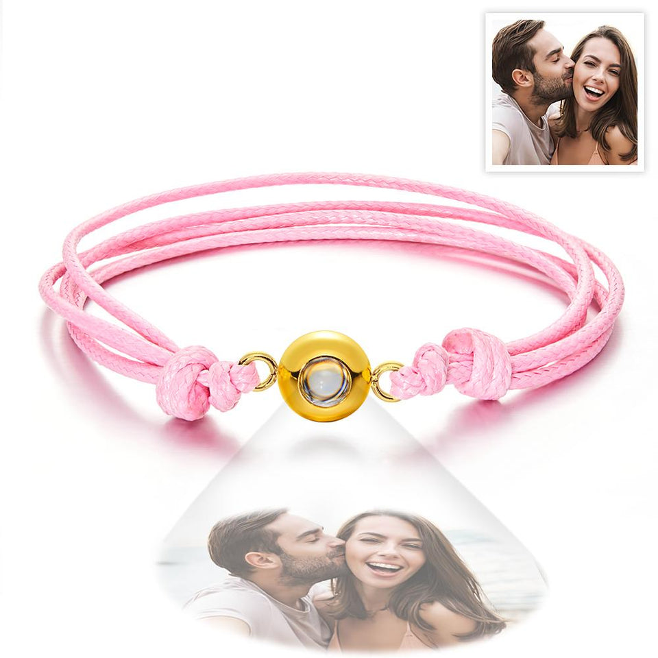 Weave Style Colorful Custom Projection Photo Charm - Personalized Projection Photo Bracelet