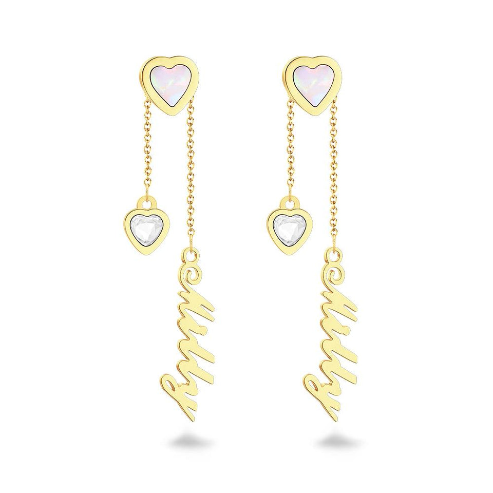 Heart Crystal - Personalized Heart-shaped Name Earrings