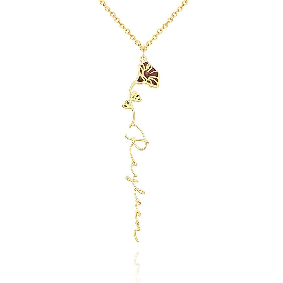 Personalized Name Birth Month Colorful Flower Necklace