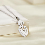 Mother And Baby - Personalized Mother Engraved Mother Baby Necklace