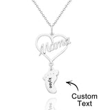 Heart Baby Feet Charm - Personalized Newborn Necklace