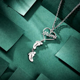 Heart Baby Feet Charm - Personalized Newborn Necklace