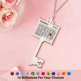 Key Calendar Charm - Personalized Key Birthday Calendar Necklace
