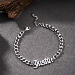Any Name Or Message - Personalized Men's Stainless Steel Curb Chain