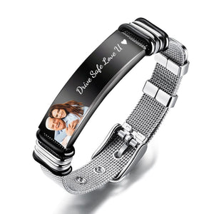 Any Photo - Personalized Photo And Engraved Stainless Steel Bracelet