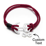 I Love You - Personalized Couple Engraved Bracelet Marine Anchor Cord Bracelet
