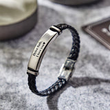Any Text/ Message/ Name... - Personalized Engraved Leather Bracelet