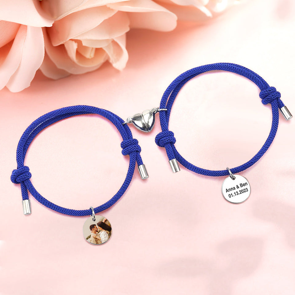 Matching Magnetic Heart - Personalized Couple Bracelet
