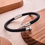 Any Name - Personalized Couple Engraved Leather Nail Bracelet